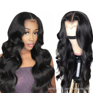 HD Lace Frontal Closure Wig Vendor Body Wave Brazilian Virgin Human Hair Full Transparent Lace Front Wig Bleached Knots Cheap
